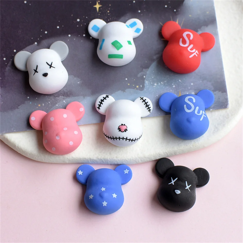 10-20Pcs Cartoon Bear Head Flatback Resin Cabochon Earring Hairpin Jewelry Craft Accessories DIY Phone Case Scrapbook Decoration