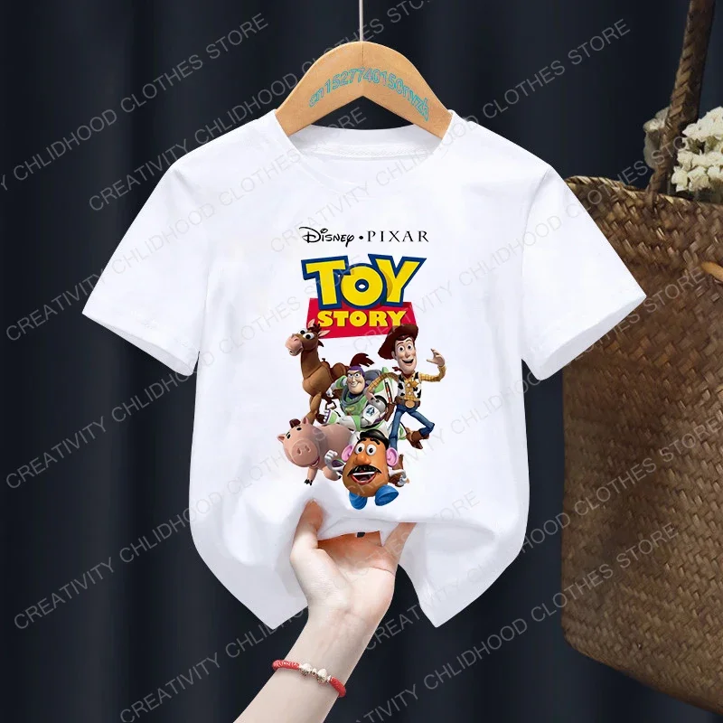 Toy Story Children T Shirt Woody Buzz Lightyear Clothes Kawaii Short Sleeve Anime Cartoon Kids Boys Girls T-shirt Casual Tee Top