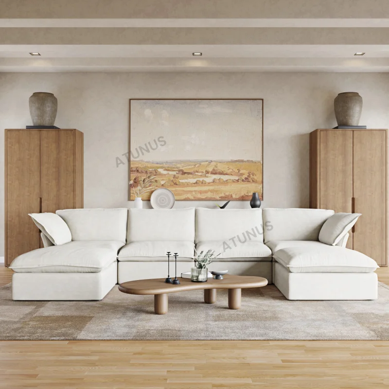custom.ATUNUS Wabi Sabi High Performance Sectional Couch Sofa Set Living Room Furniture Nordic Proof Sofa