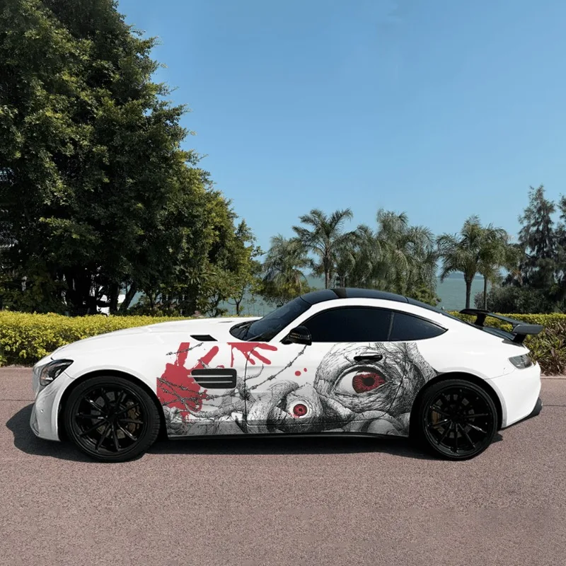 Skull Colorful Hands Eyes Car Vinyl Wraps Decal Self-adhesive PVC Sticker Suitable for Trucks SUV Decor Auto Accessories Gift