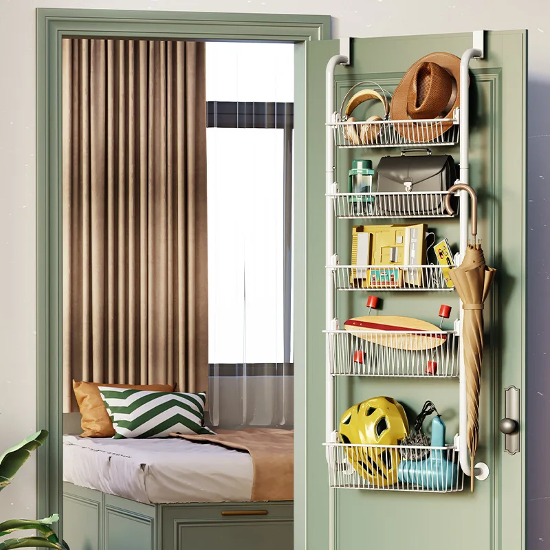 

Modern mat Steel Wall Mounted Storage Ra Hook Basket Umbrella Organizer Creative Door Top Clothing Stationery Storag...