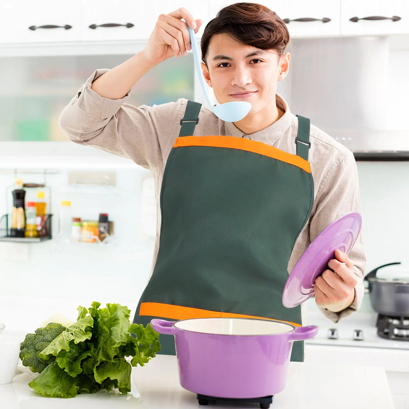 

Женский кухонный фартук с регулируемой талией и карманами для дома и готовки