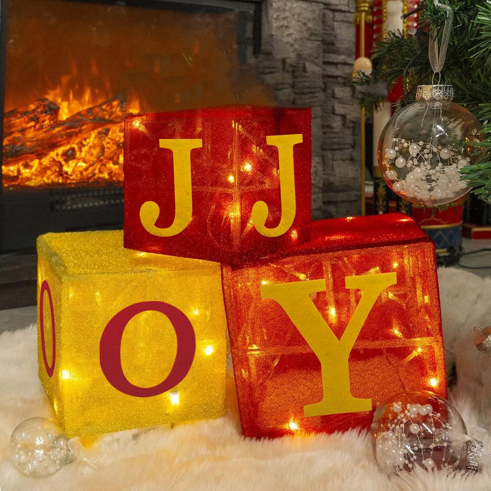 

3PCS Christmas Lighted Gift Boxes, LED Light Up Present Boxes Ornament Decorations for Indoor Outdoor Xmas Tree Yard Lawn Decor