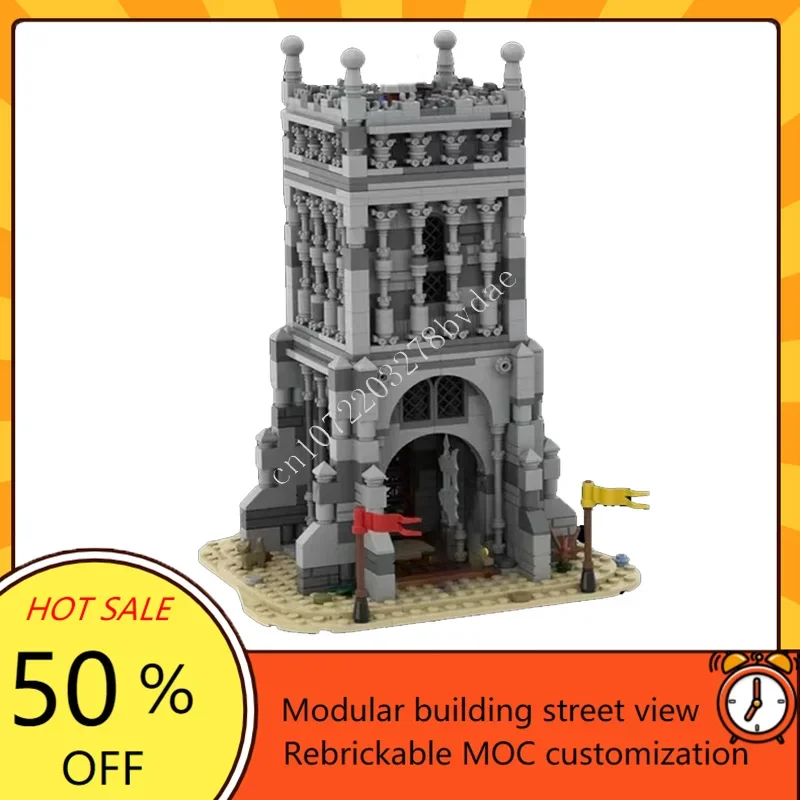 

Набор для сборки средневекового замка MOC, 1073 детали, готическая башня, диорама средневековой деревни, техническая модель DIY, подарок на день рождения или праздник