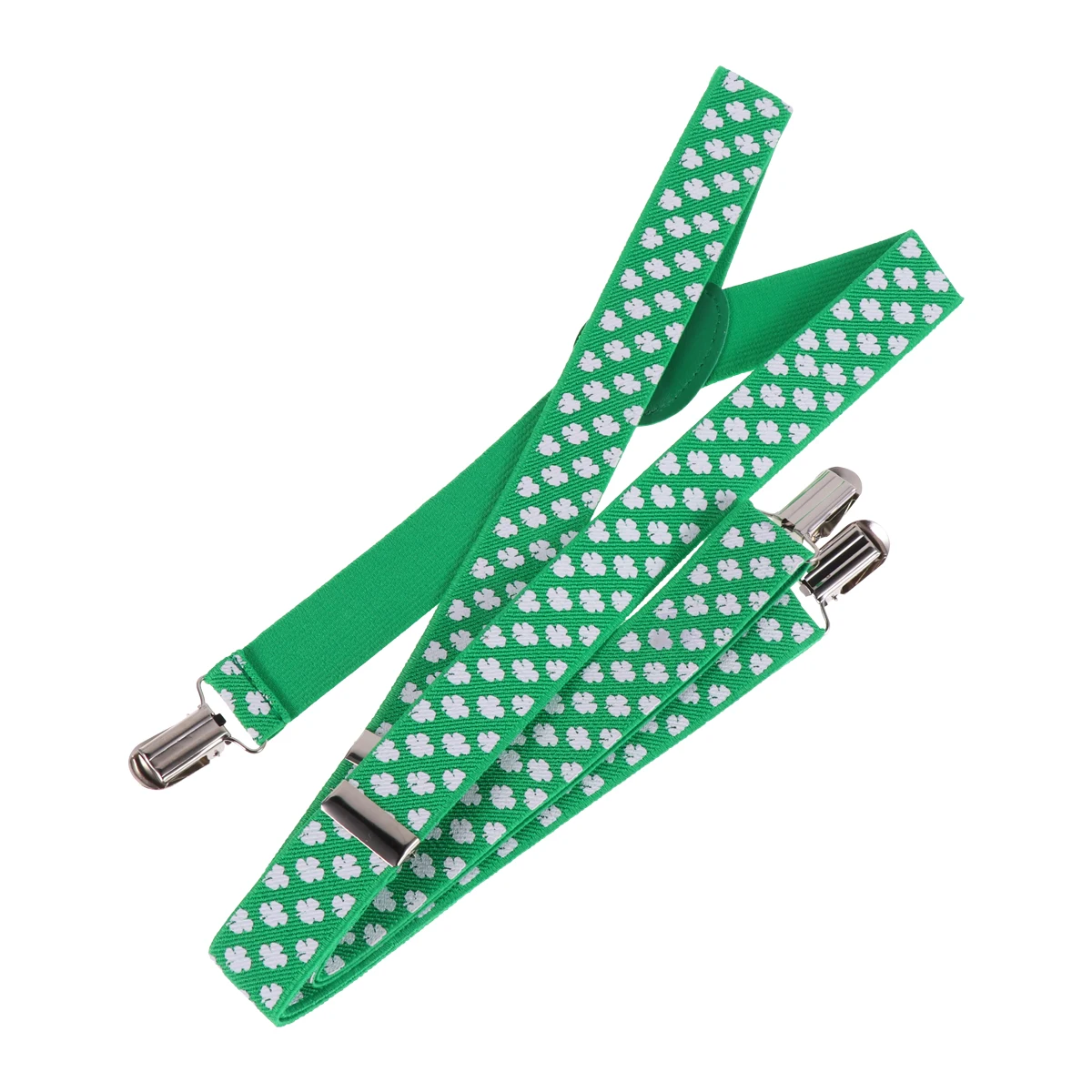 

2Pcs Suspenders Elastic Adjustable Clip On Unisex Fashion Trendy Clover Printing For Jeans Pants