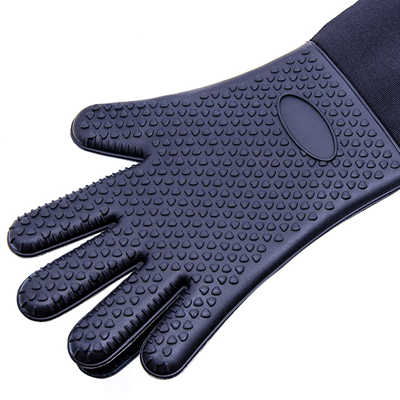 Stitching Solid Color Heat Resistant Kitchen Cooking Gloves Durable Non-Slip Oven Mitt Grill BBQ Sleeves Extra Long Useful