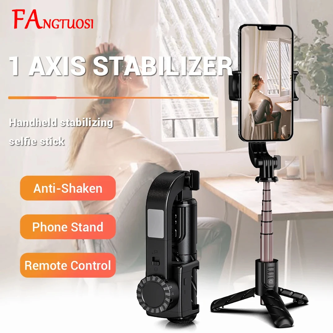 FANGTUOSI Selfie عصا ترايبود للهواتف الذكية استقرار 360 دوران تلقائي Gimbal مع بلوتوث عن بعد مصباح ليد لفيديو مدونة فيديو