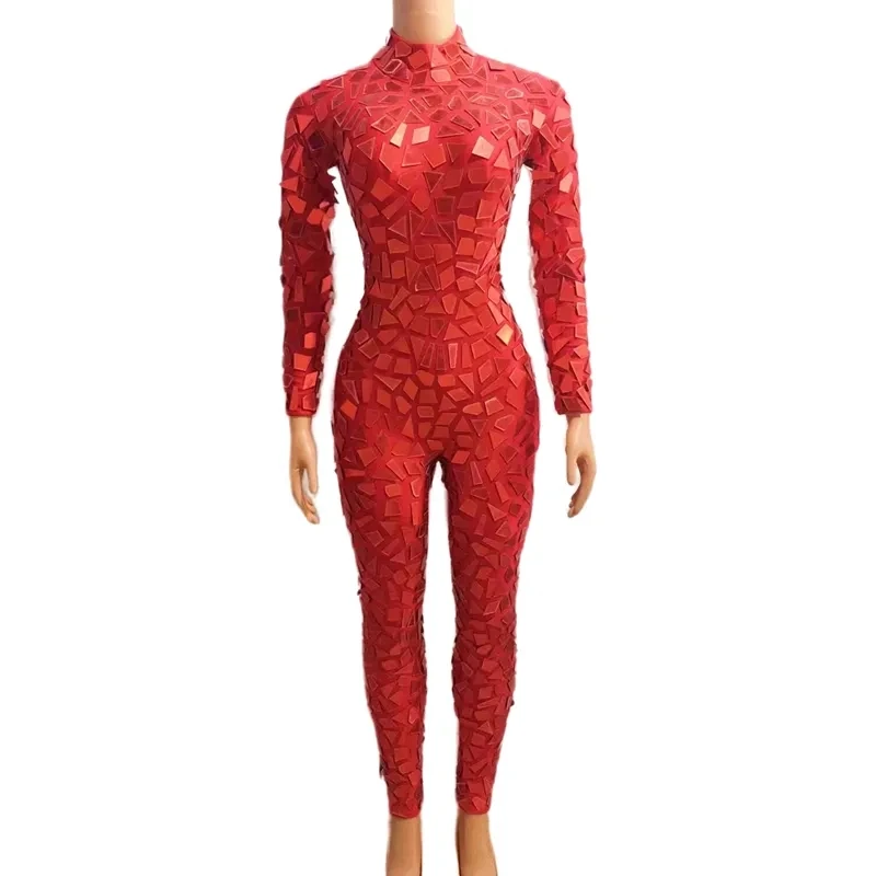 

Red Sexy Stage Dance Outfit / Costume Performance Outfit / Mirrors Jumpsuit Women Birthday Celebrate Prom Party Costume