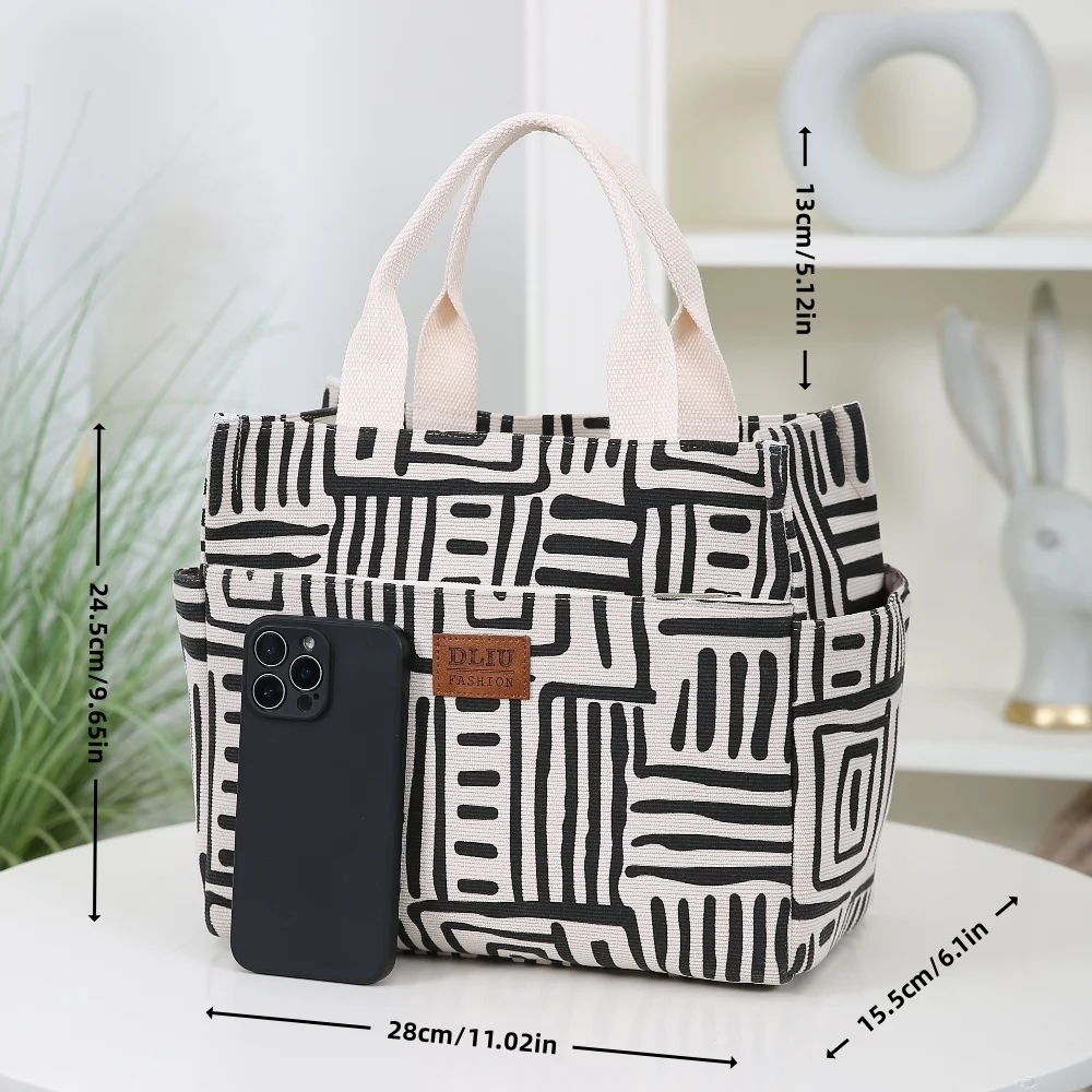 Corduroy Outer Foil Lined Lunch Bag, Lunch Box Bag, Handbag, Carrying Bag, Large Capacity Glove Bag
