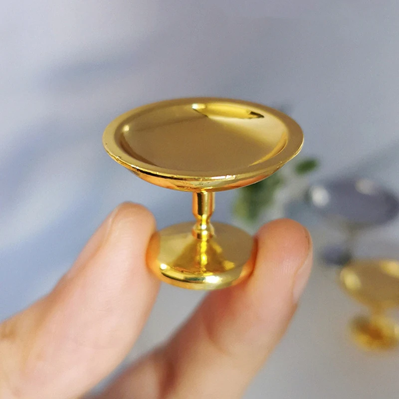 1 Stuks Mini Metalen Fruit Snack Lade Model Poppenhuis Miniatuur Cake Dim Sum Lade DIY Decoratie Poppenhuis Accessoires