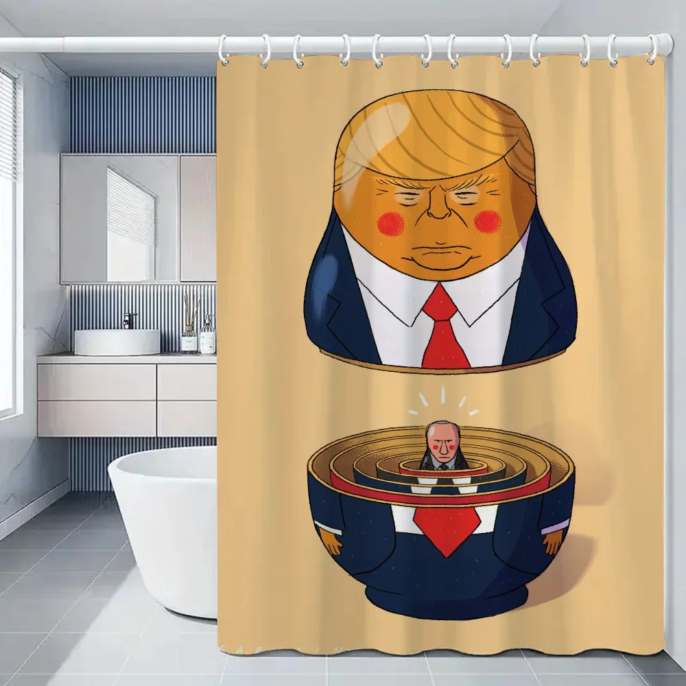 Washable Waterproof Fabric Shower Curtain for Bathroom Trump Cartoon Curtains Accessories Bath Sets Full Set the Anti-mold Items