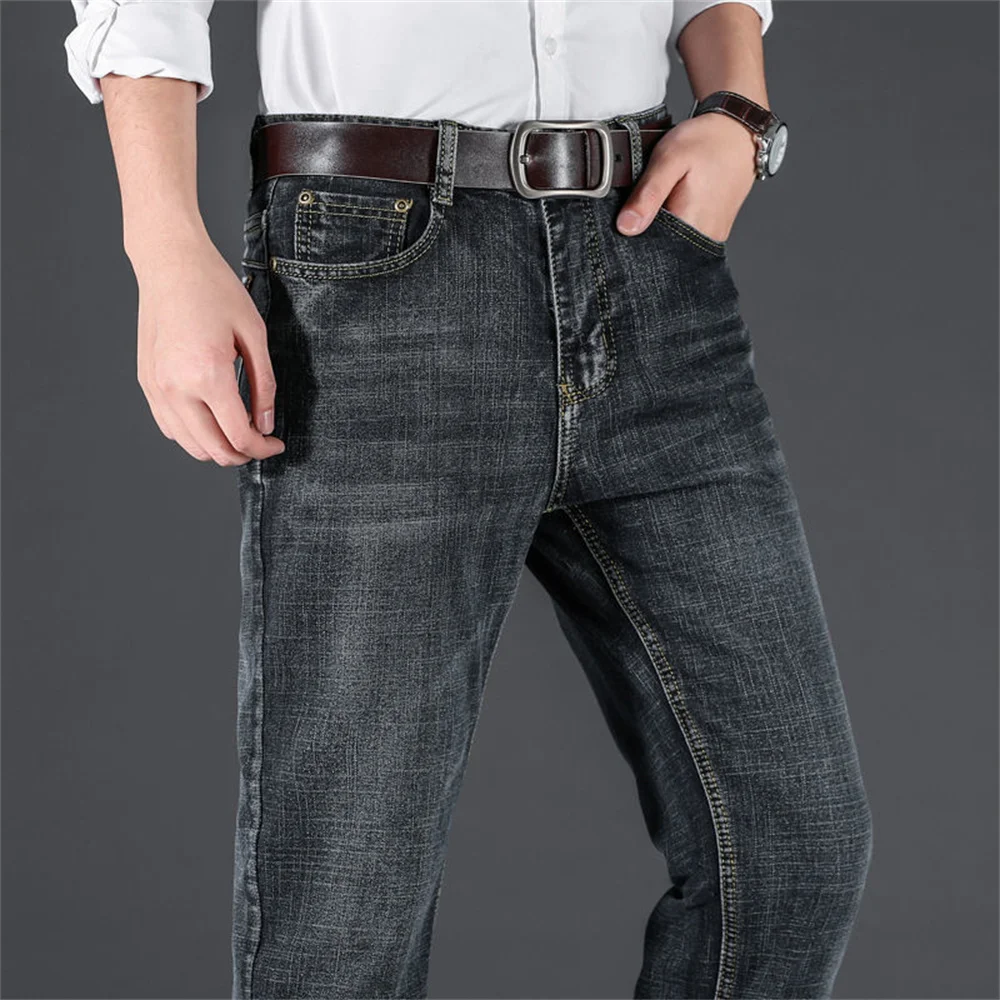 Klassische Stil Männer Marke Jeans Business Casual Stretch Dünne Denim Hosen Blau Schwarze Hose Männlichen cargo hosen männer jeans hosen