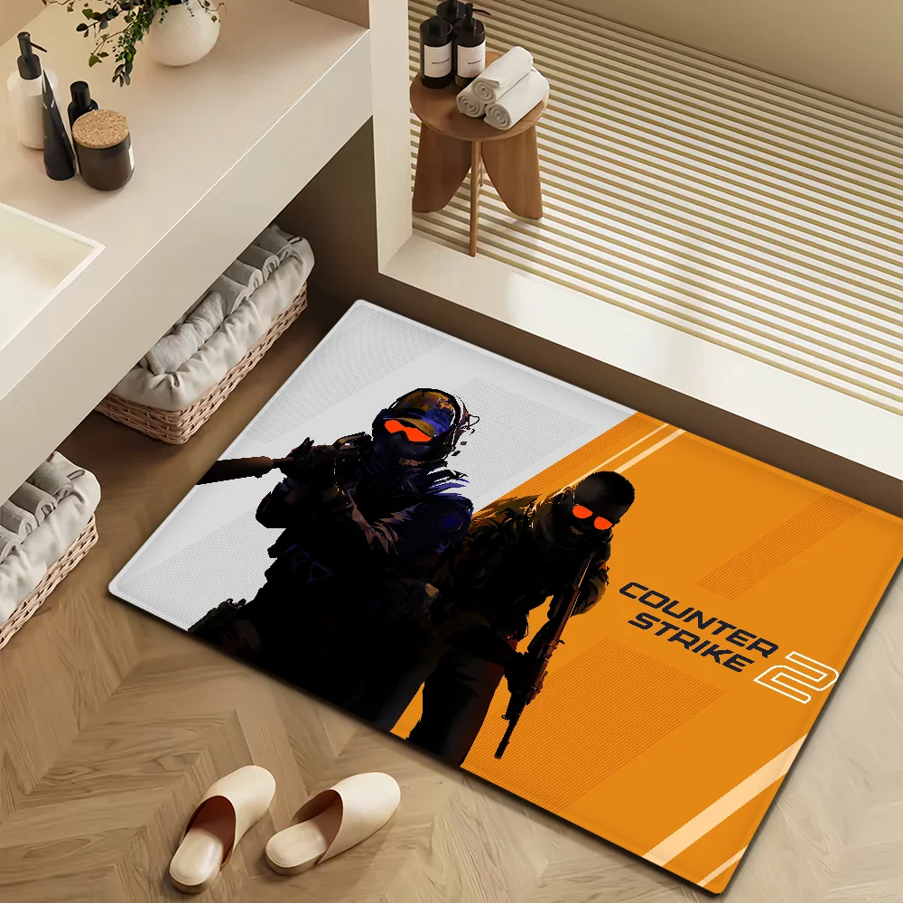 C-Counter Strike Global Offensive Game Microfiber Decorative Versatile Flannel Floor Door Mat Quick Dry Absorbent Non-slip Sole