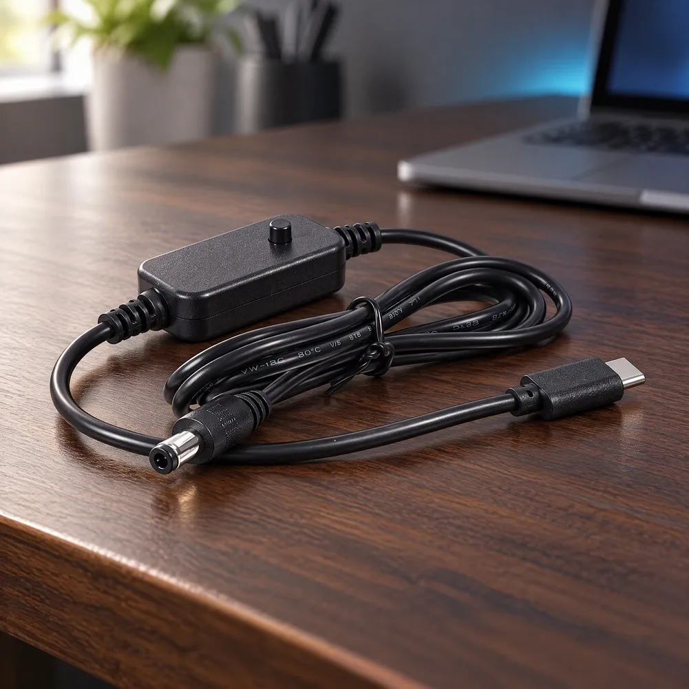 For PD Fast Charging For Type-C to DC Cable 5.5x2.1mm for Fiber Router Adjustable Output Voltage 5A Max Current