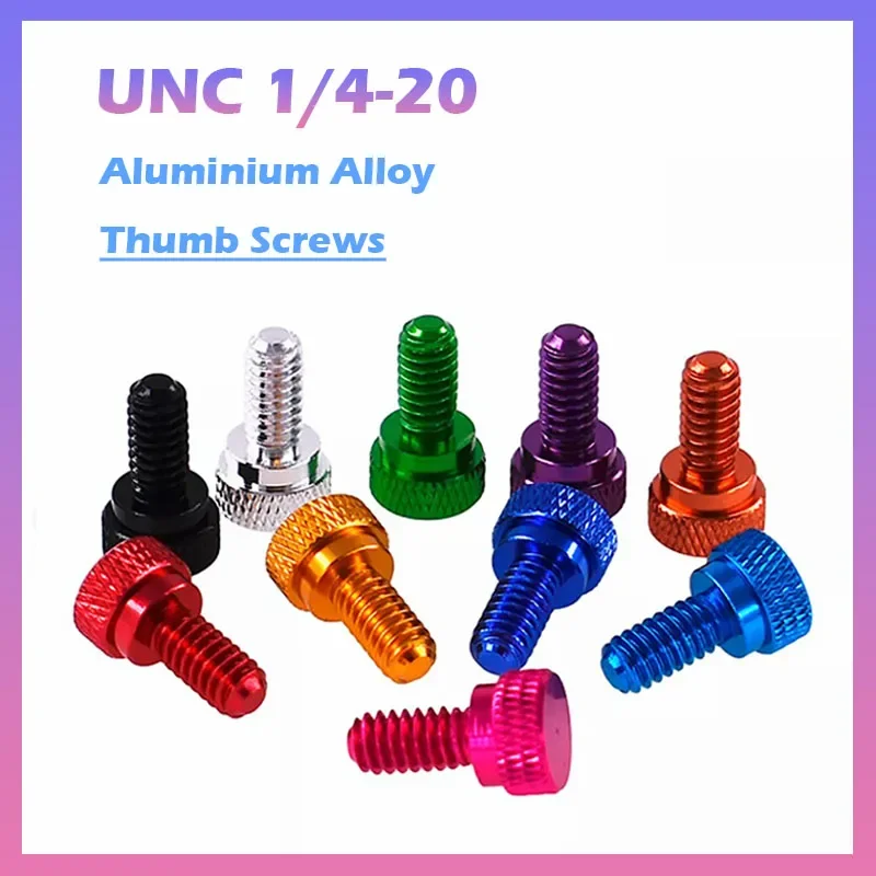 

1~10pcs UNC 1/4-20 Anodised Color Aluminium Alloy Knurled Thumb Screw Hand Grip Knob Bolts For PC Case Camera