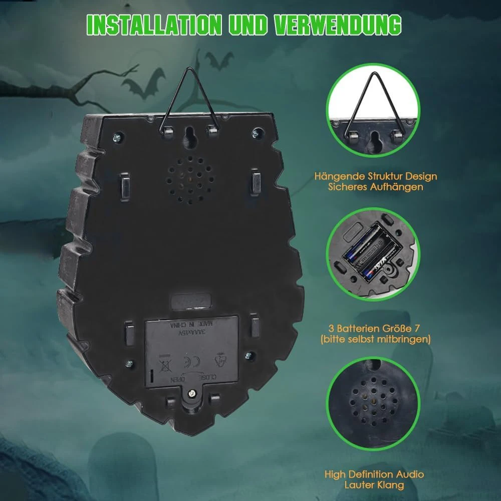 Halloween Eye Movement Horror Mood Campanello Giocattolo Festa Corridoio Porta Illuminazione domestica Figura sonora Puntelli Ornamenti Collezioni di regali