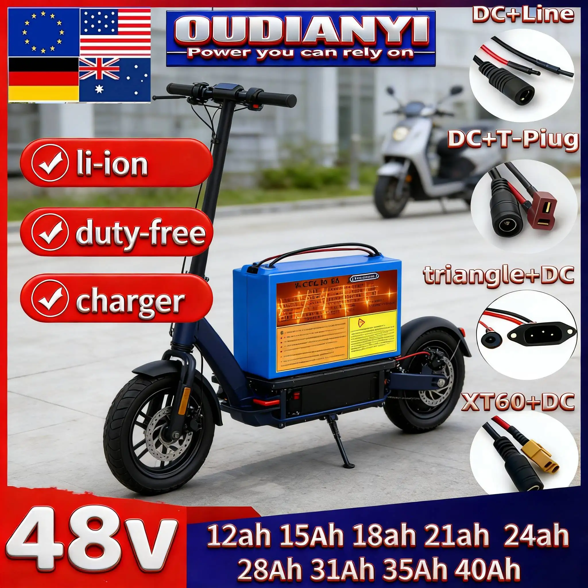 

Литиевая батарея 48В 12Ач (до 40Ач) с BMS, максимальная мощность 1500Вт, новинка для электросамокатов 42В, высокоэффективная литий-ионная