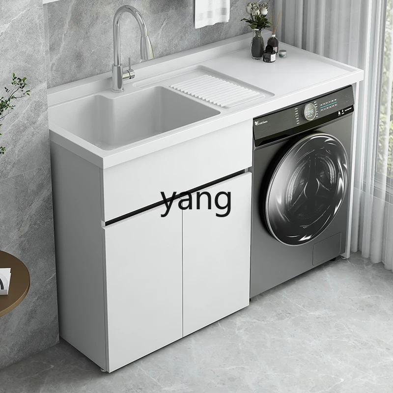 CX Honeycomb Aluminum Balcony Washing Machine All-in-One Cabinet Laundry Tub Slot Table with Washboard