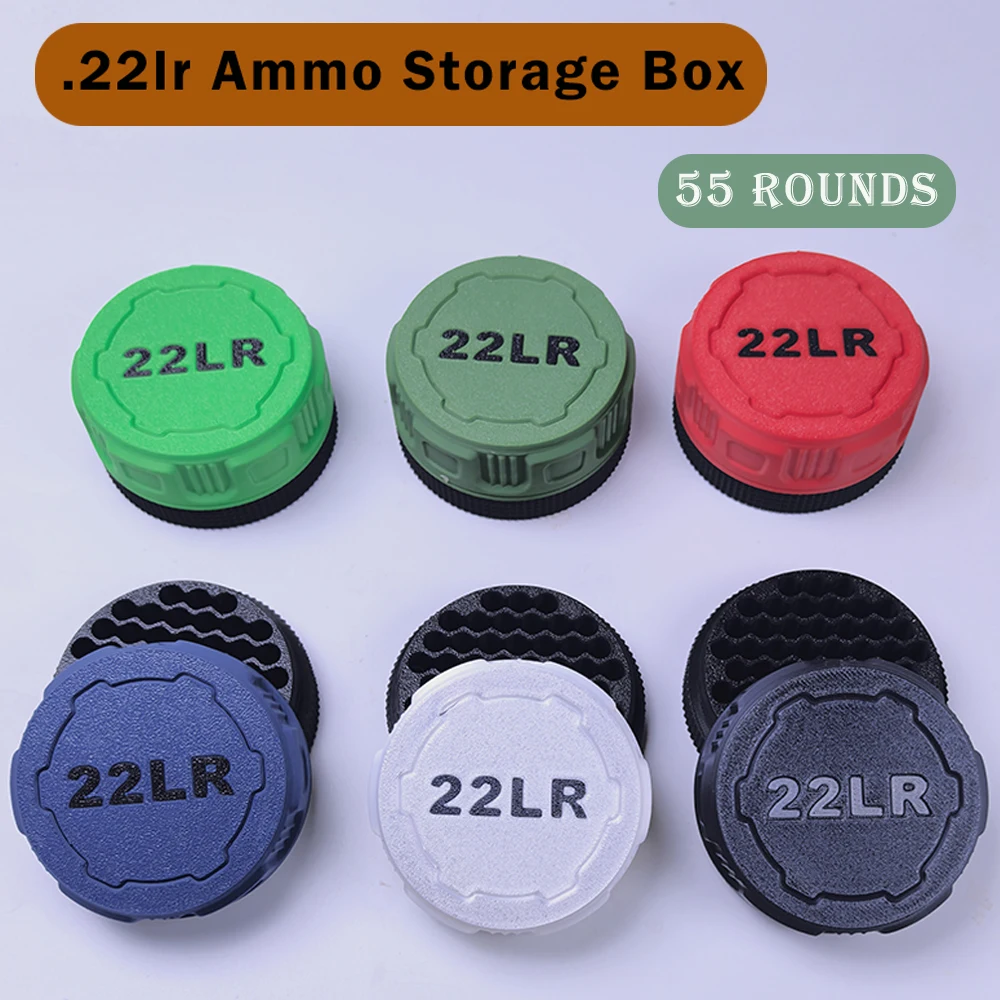 Caja de Almacenamiento de Munición .22LR, Estuche de Almacenamiento Táctico Compacto con Capacidad para 55 Cartuchos de Calibre Pequeño, Accesorios de Caza