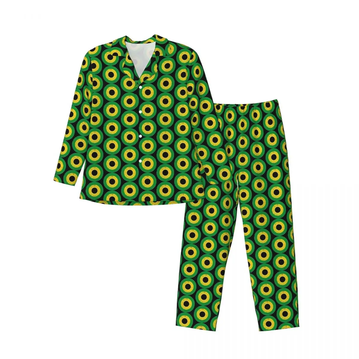 Pijamas de la Fuerza Aérea con bandera jamaicana, ropa de dormir para habitación a la moda para hombre, conjuntos de pijamas de diseño Retro de gran tamaño para primavera, 2 piezas