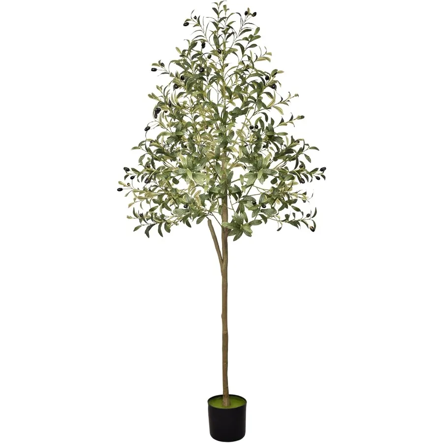 Artificial Olive Trees Indoor 5.91FT Tall Faux Fake Potted Olive Tree with Natural Branches and Fruits Modern Artificial Trees