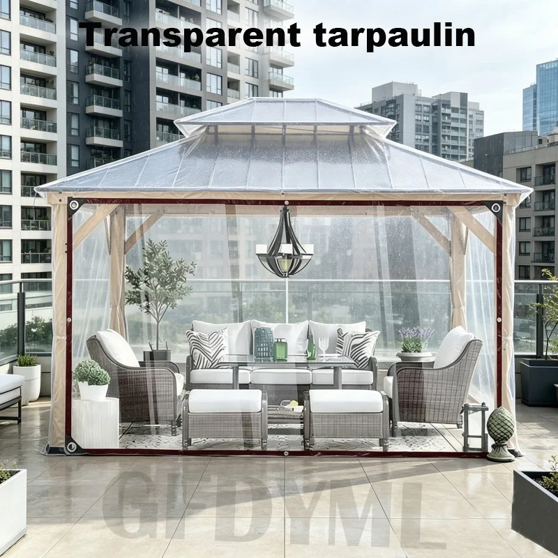 Clear Gazebo Side Panel Waterproof Transparent Tarpaulin with Reinforced Eyelets, Outdoor Patio Enclosure Curtain for Terrac