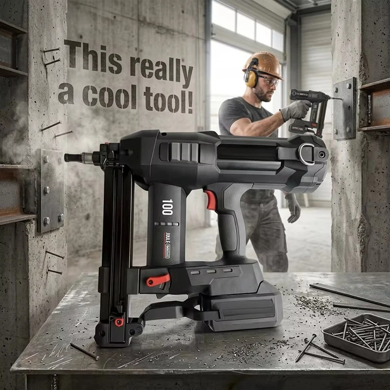 No Gas 100J 15-40mm Brushless Cordless Sepat Steel Nail Gun Battery Concrete Nailer Fastener Tool Premium Version