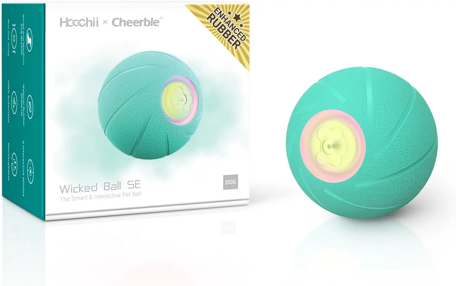 

Cheerble [Enhanced Rubber Version] Intelligent Interactive Dog Toy Ball,Wicked Ball SE, 3 Interactive Modes, Active Rolling Ball