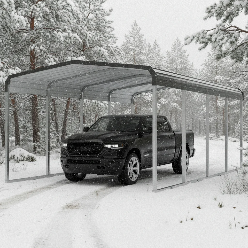 

Heavy Duty Metal Carport Galvanized Steel Frame Roof Outdoor Shelter for Pickup Truck Boat 12x20 FT, Custom