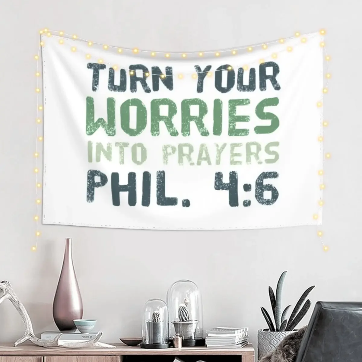 christian quote, turn your worries into prayers (Philippians 4: 6) Tapestry Home Decoration Wall Decoration Tapestry