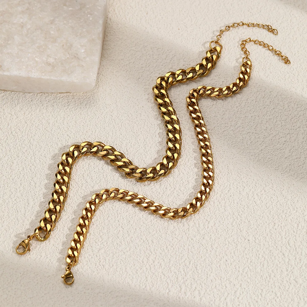 2 Stück Edelstahl Vergoldete Kubanische Kette Fußkettchen für Damen und Herren, Modischer Einfacher Sommer-Strand Stapelbarer Fußschmuck Geschenk – Detail 5