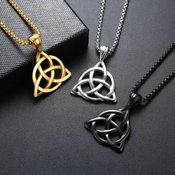 Vnox Viking Celtic Knot Necklaces for Men Stainless Steel Triple Knot Pendants Casual Male Jewelry with 24