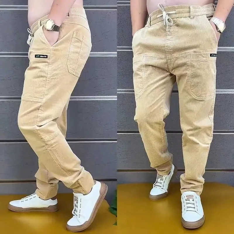 Baggy Corduroy Sweatpants Men Solid Color Casual Spring Autumn Tech Fleece Sport Loose Joggers Harem Pants Male Long Trousers - Image 4