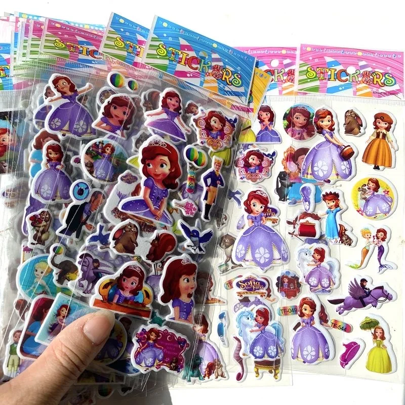 12PCS Disney Princess Sofia Stickers For Kids Funny Toys Cartoon Cute Anime cute Stickers