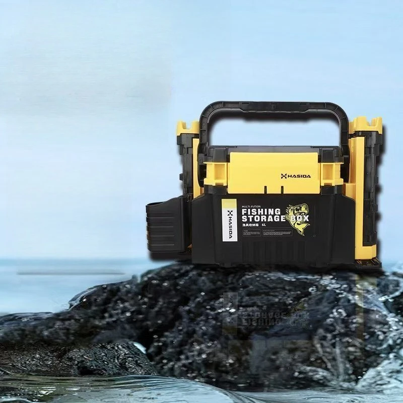 Multi-functional lure fishing box, portable, lightweight, thickened toolbox, can be inserted into the rod to sit people