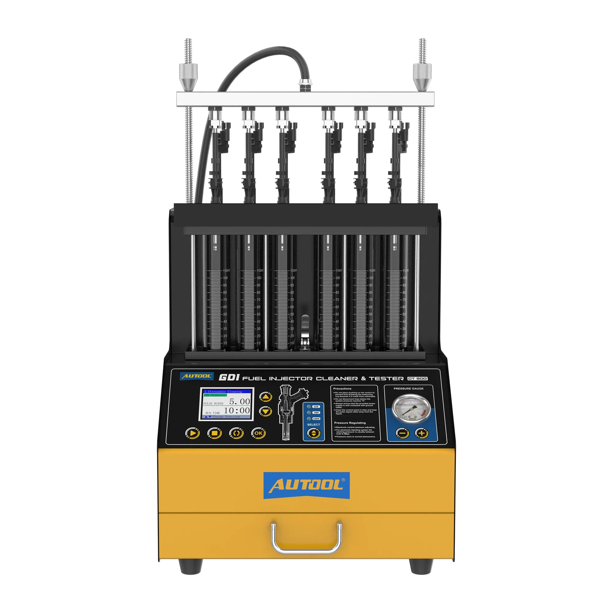 Limpiador de Inyectores Ultrasónico AUTOOL CT500 GDI de 6 Cilindros, Máquina de Prueba y Limpieza de Inyectores de Combustible CT500 para Autos y Motocicletas