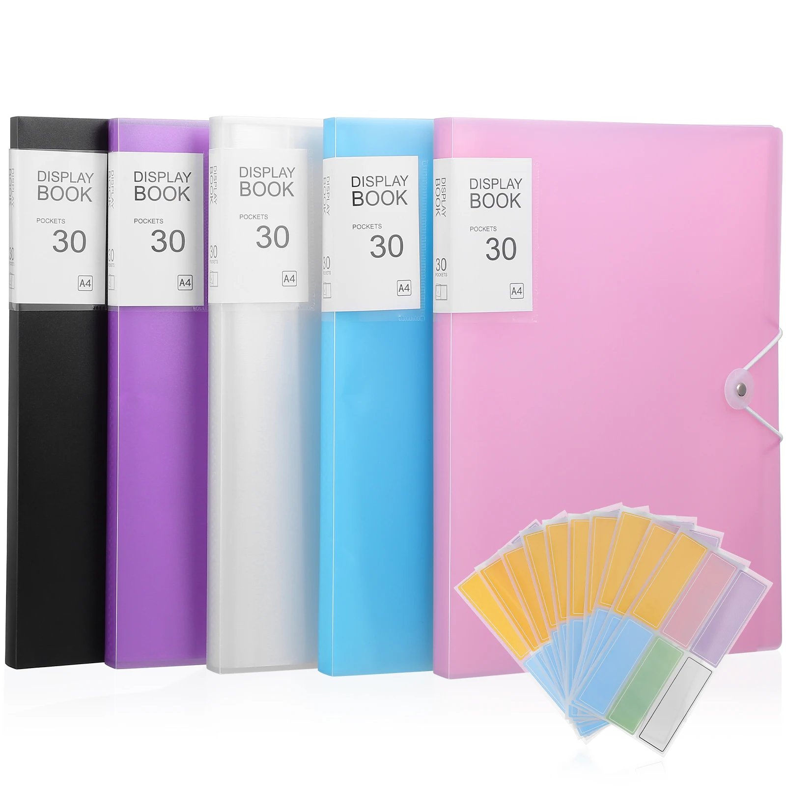 

5 pcs Display Folder A4 Large Capacity Elastic Closure Top-Loading For Document Organization Presentation Binder Clear Sleeves