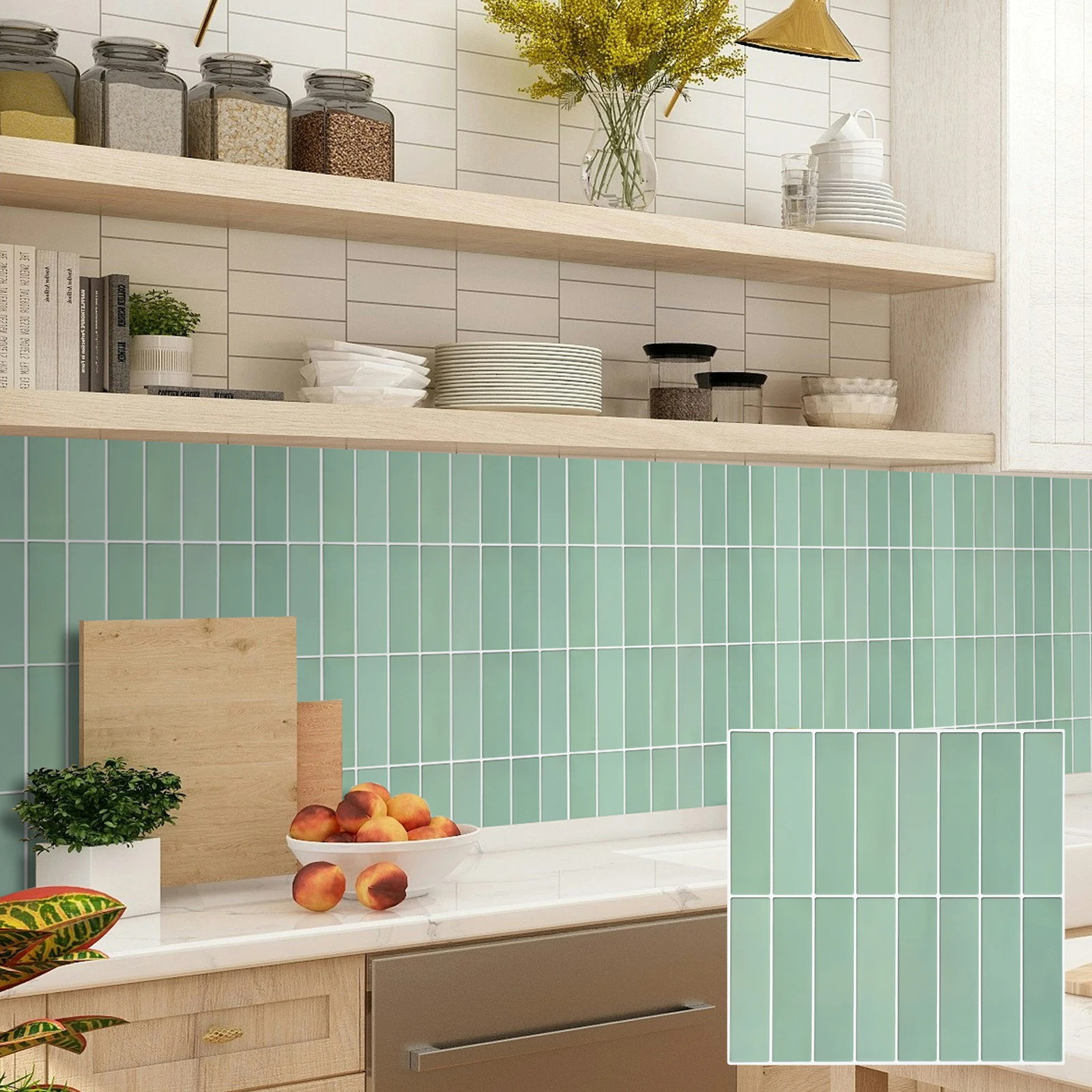 10-Sheet Peel and Stick Backsplash Tiles, Glossy 3D Self Adhesive Stick on Wall Tiles for Kitchen Bathroom (12