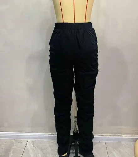 2025 الربيع والخريف بلون عالية الخصر مطوية مكدسة السراويل تصميم تسعة فين السراويل النسائية عادية العصرية الساق الجوارب #6