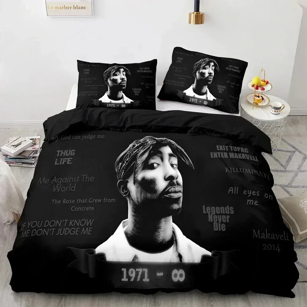 3D Tupac Amaru Shakur Bedding Set Duvet Cover Bed Set Quilt Cover Pillowcase Comforter king Queen Size Boys Adult Bedding Set