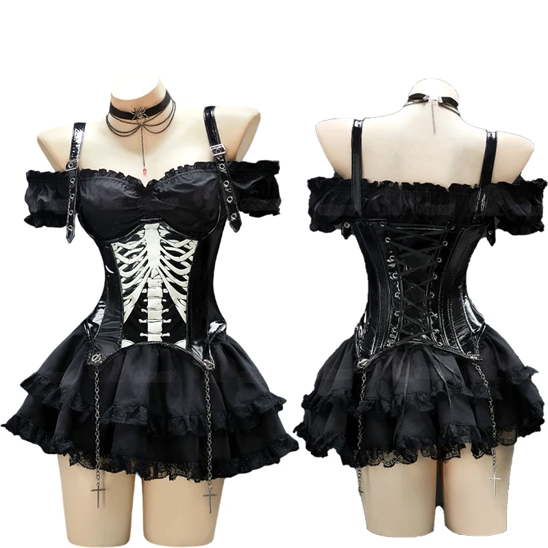 Needy Girls Doujin Outift Jirai kei оригинальный Хэллоуин готический череп косплей костюм черная субкультура одежда женская сексуальная юбка Needy Girls Doujin Outift Jirai kei оригинальный Хэллоуин готический череп косплей костюм черная субкультура одежда женская сексуальная юбка