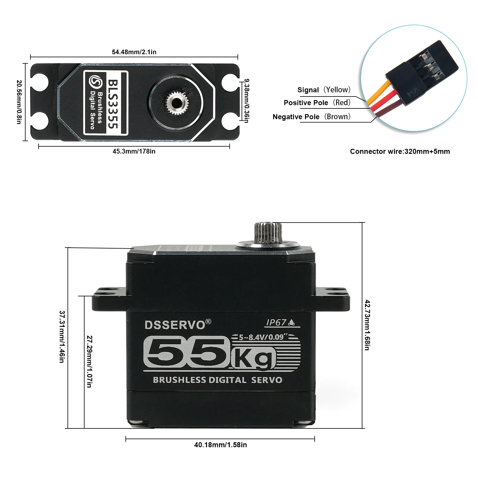 Dstservo 디지털 서보 풀 메탈 쉘 모터, 리모컨 Baja 자동차 크롤러용, 브러시리스 BLS3355/25/35 업데이트, 25kg, 35kg, 55kg