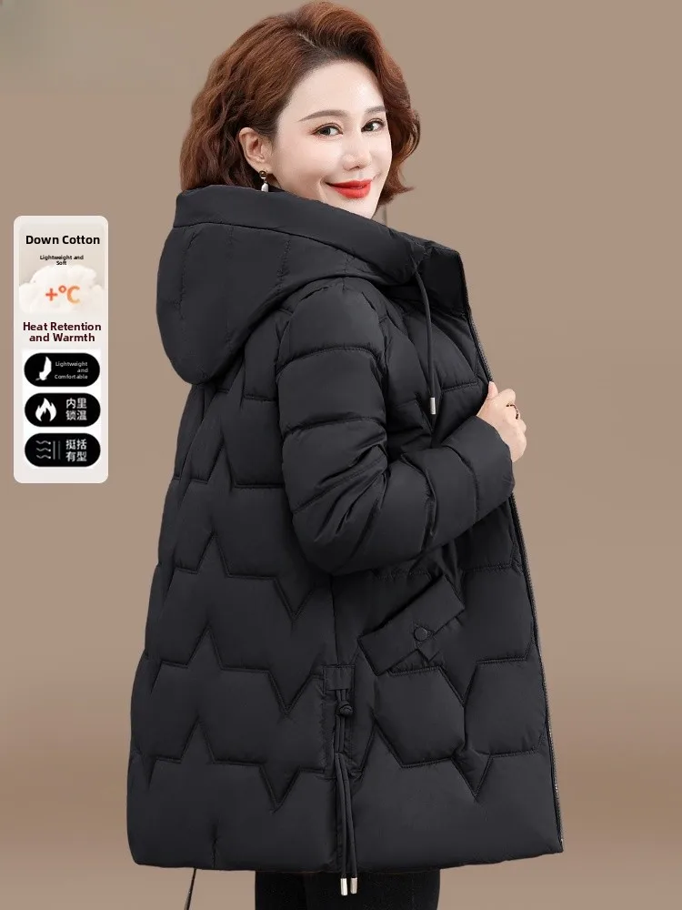 

Теплая пуховая куртка из хлопка для женщин среднего возраста, осенне-зимняя верхняя одежда средней длины, модное пальто
