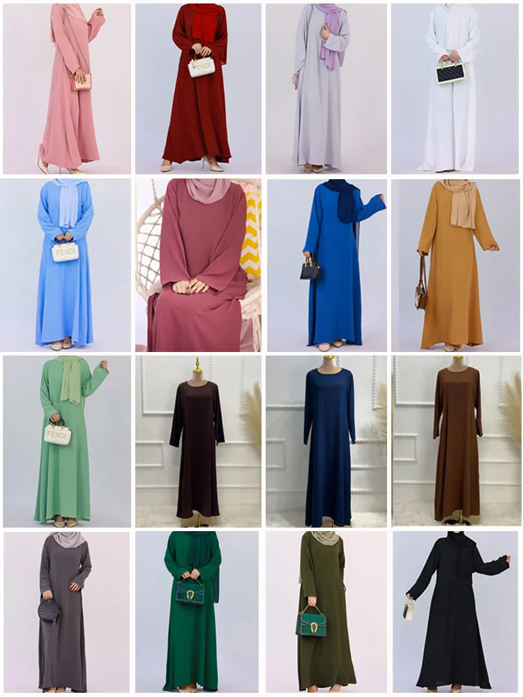 Abbigliamento allentato marocchino Abaya musulmano, manica intera, abito arabo turco incluso tasche, marocchino, abbigliamento sciolto