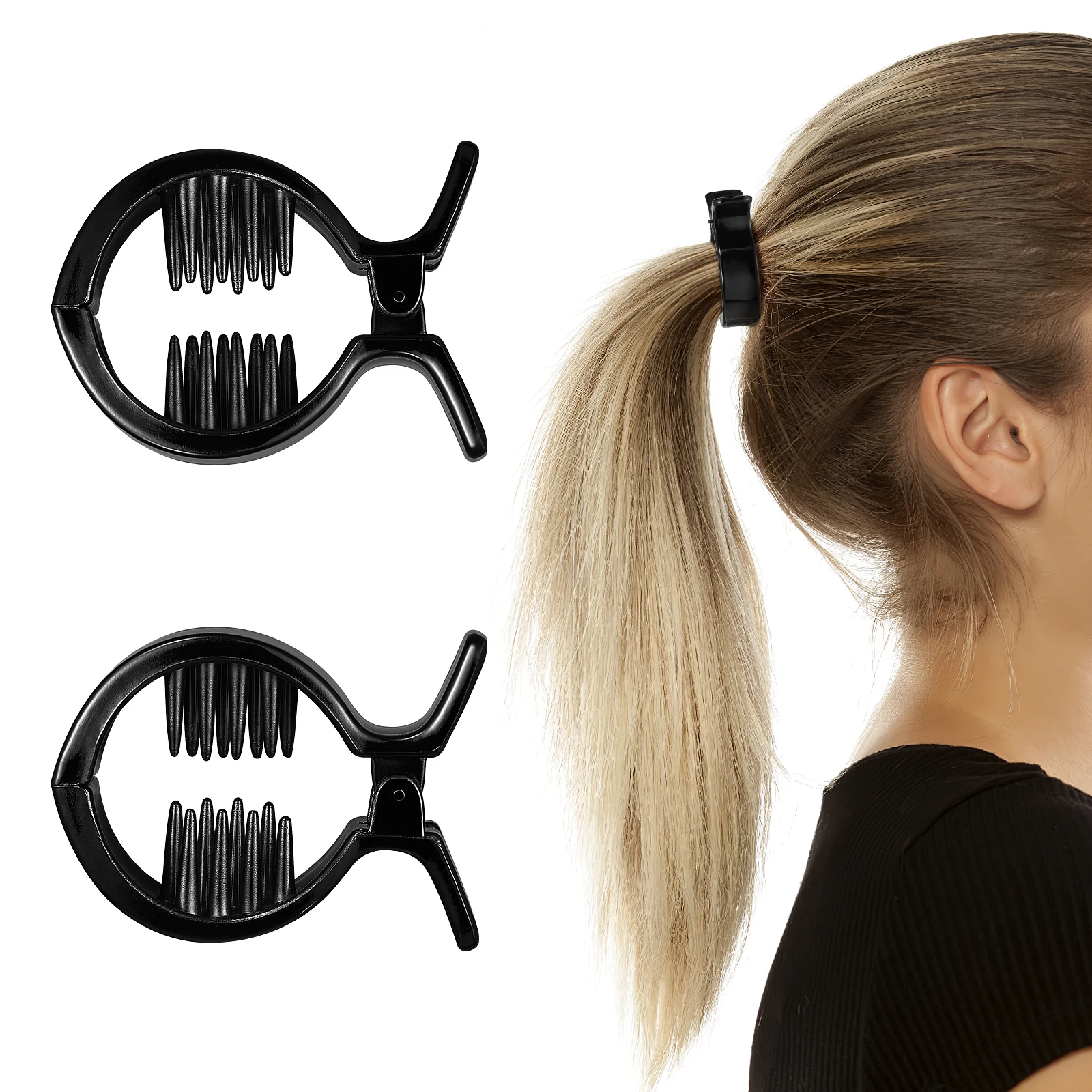 

2pcs Ponytail Clips Hairpin Claw for Thick in Place Women Hair Accessories Styling Tool Ponytail Holder Toothed Clip