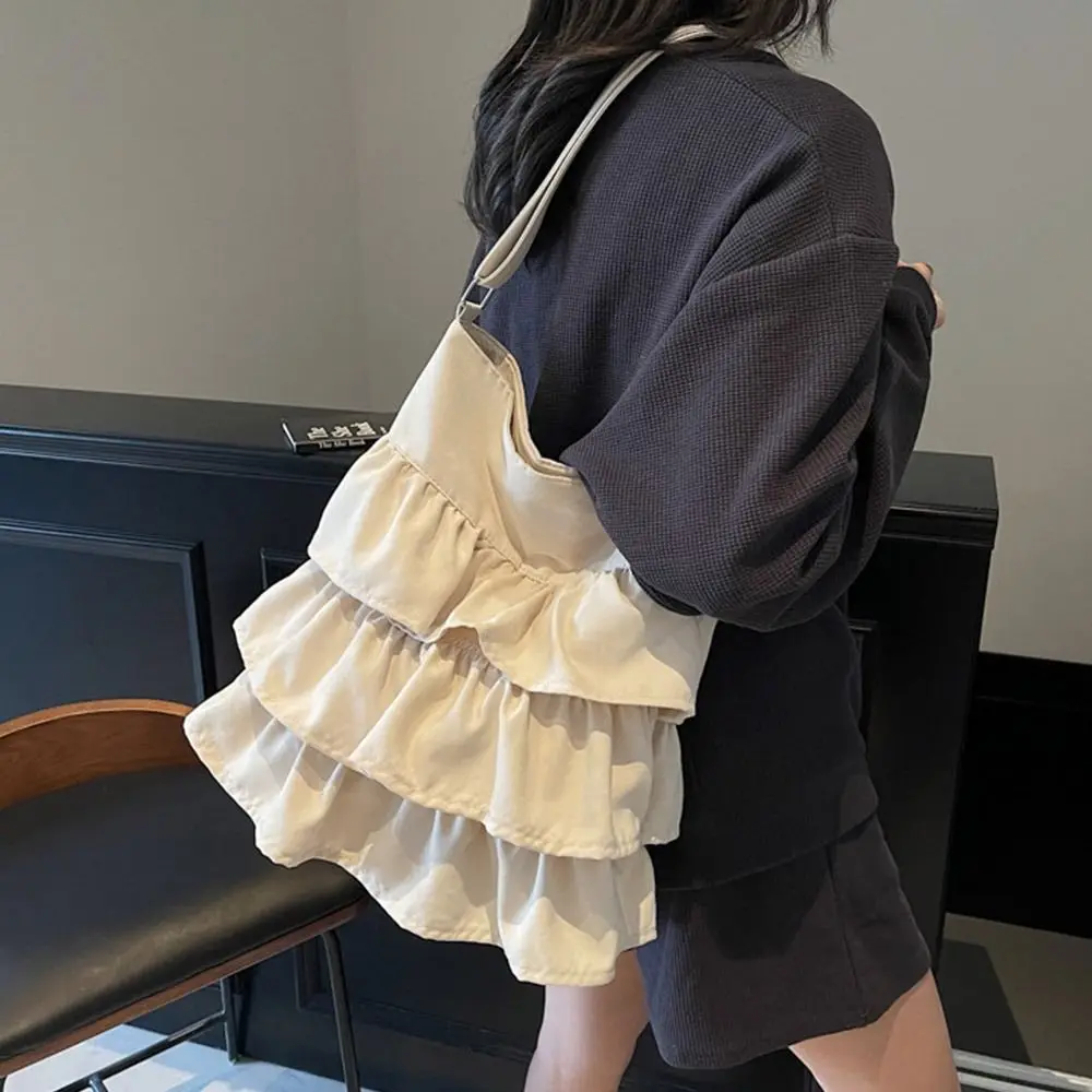 

Новая большая вместительная боковая сумка через плечо с подшивкой юбки и кружевной отделкой, портативная сумка на плечо, повседневная сумка, весна-лето
