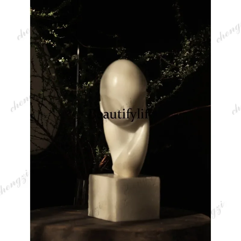 R134 portrait sculpture little girl avatar simulation jade light luxury ornament living room