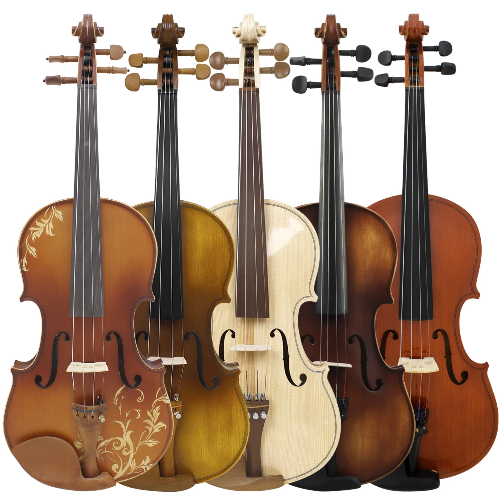 4/4 Violin Acoustic Violin Spruce Solid Wood Fiddle with Case Bow Strings Shoulder Rest Cloth Violin Accessories