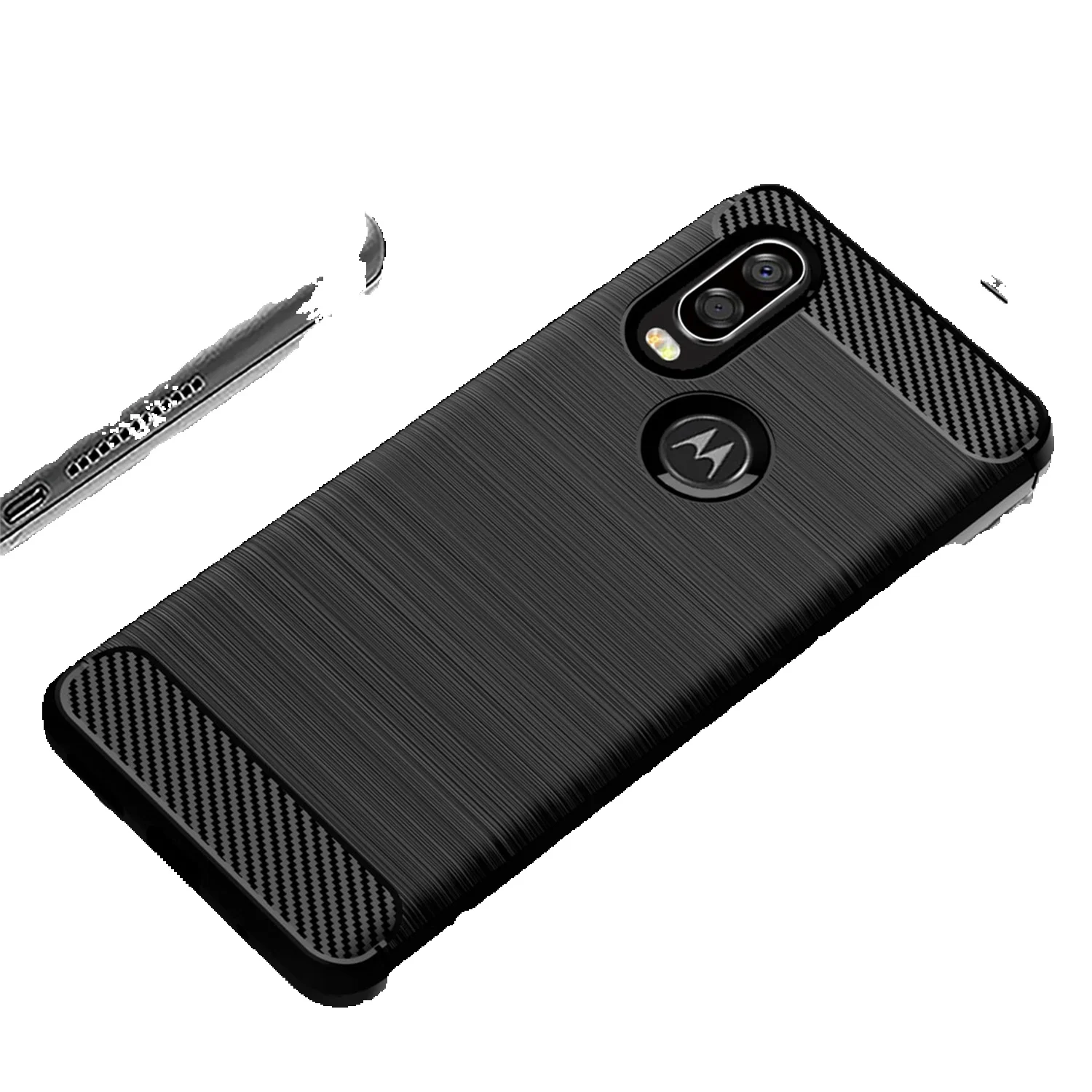 Brushed Case For Motorola One Vision Plus Moto Fusion Carbon Fiber Cover For Moto One Action Fusion+ Shockproof Cases Fundas