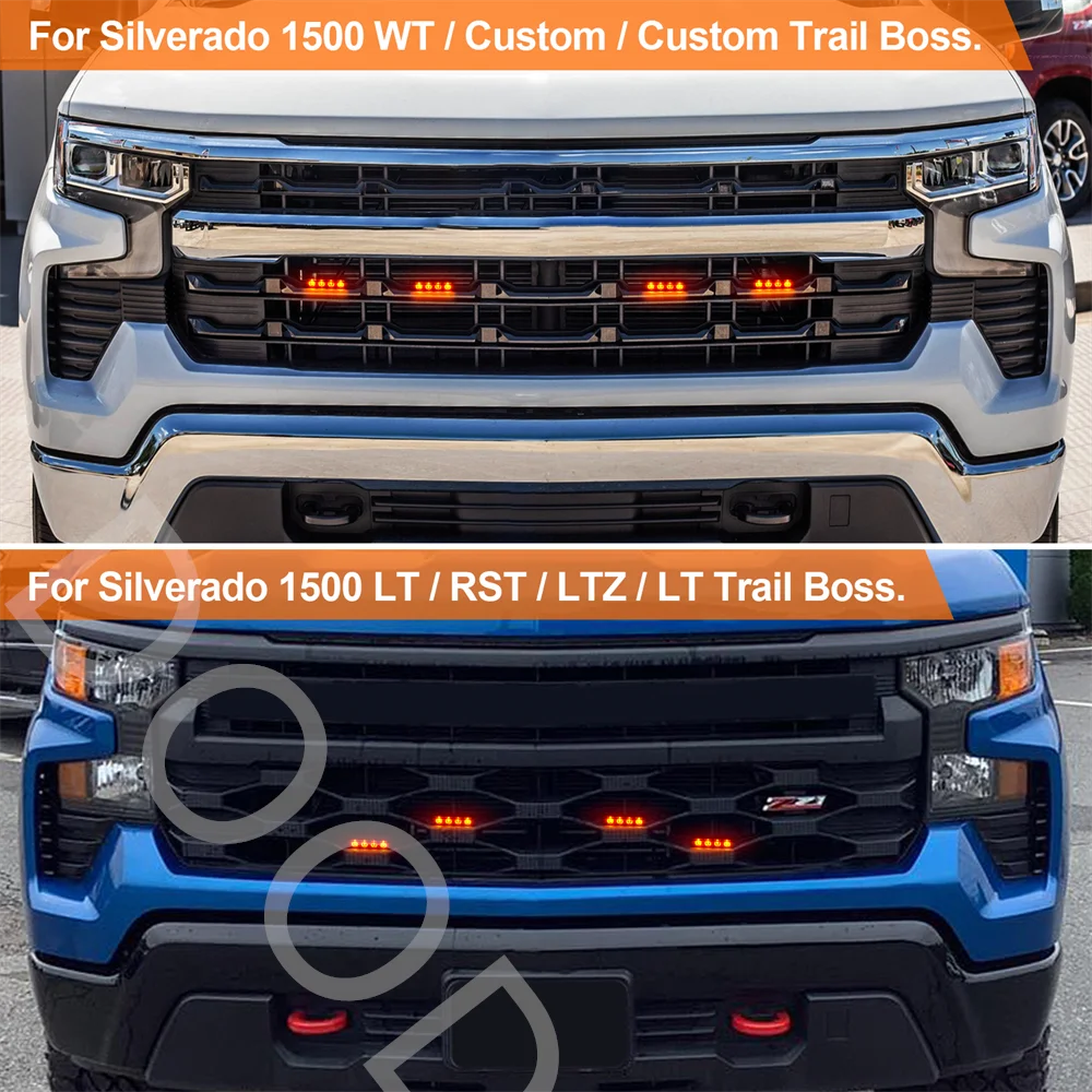 Led front grill grille Lights fit for Chevrolet Silverado 1500  2500 Wrcustom custom Trail Boss Grills Led Lights Signal Lights